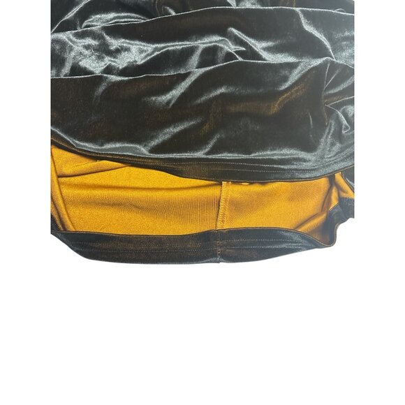 Vintage whimsigoth Black & Gold Ombre Velvet Cap Sleeve Midi Dress - Picture 9 of 11